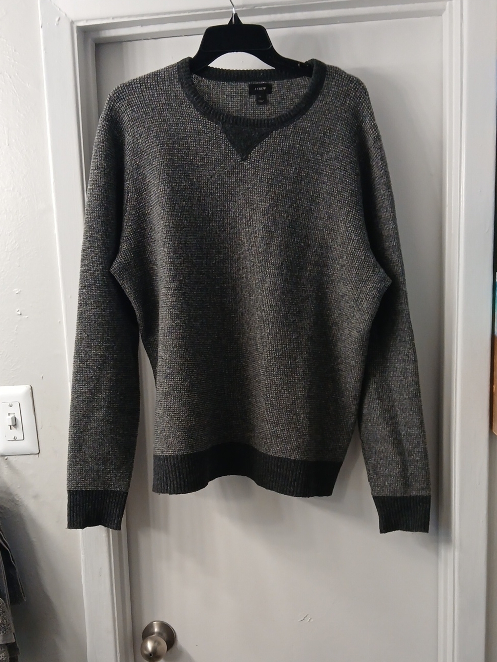 J. Crew Men's Gray and Black Crewneck Sweater